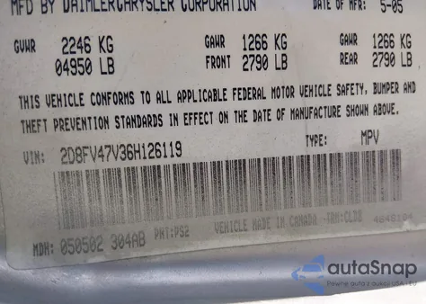 2006 Dodge Magnum z USA, uszkodzony, nr VIN 2D8FV47V36H126119